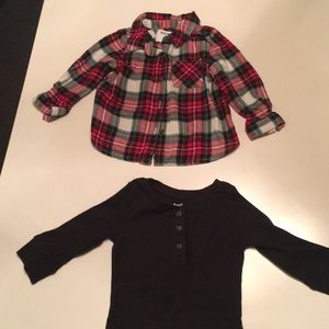 Flannel button down and thermal shirt